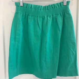 J. Crew Green Ruffle Waist Skirt